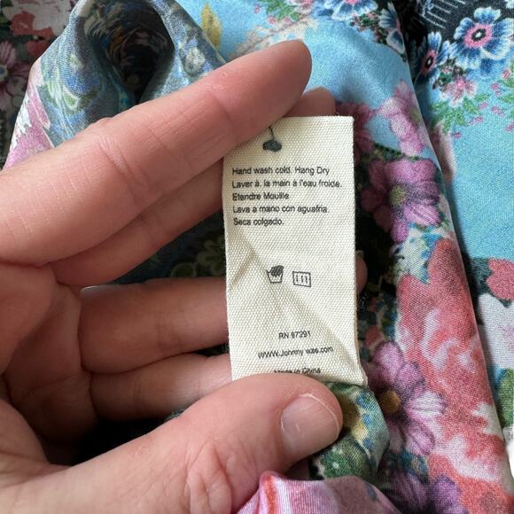 Johnny Was Besimo Silk Floral Printed Blouse - Picture 8 of 11